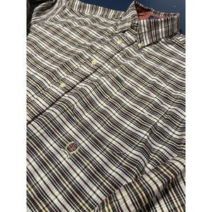 Vintage! Tommy Hilfiger Mens Size Large Button Up Plaid Crest Long Sleeve Shirt